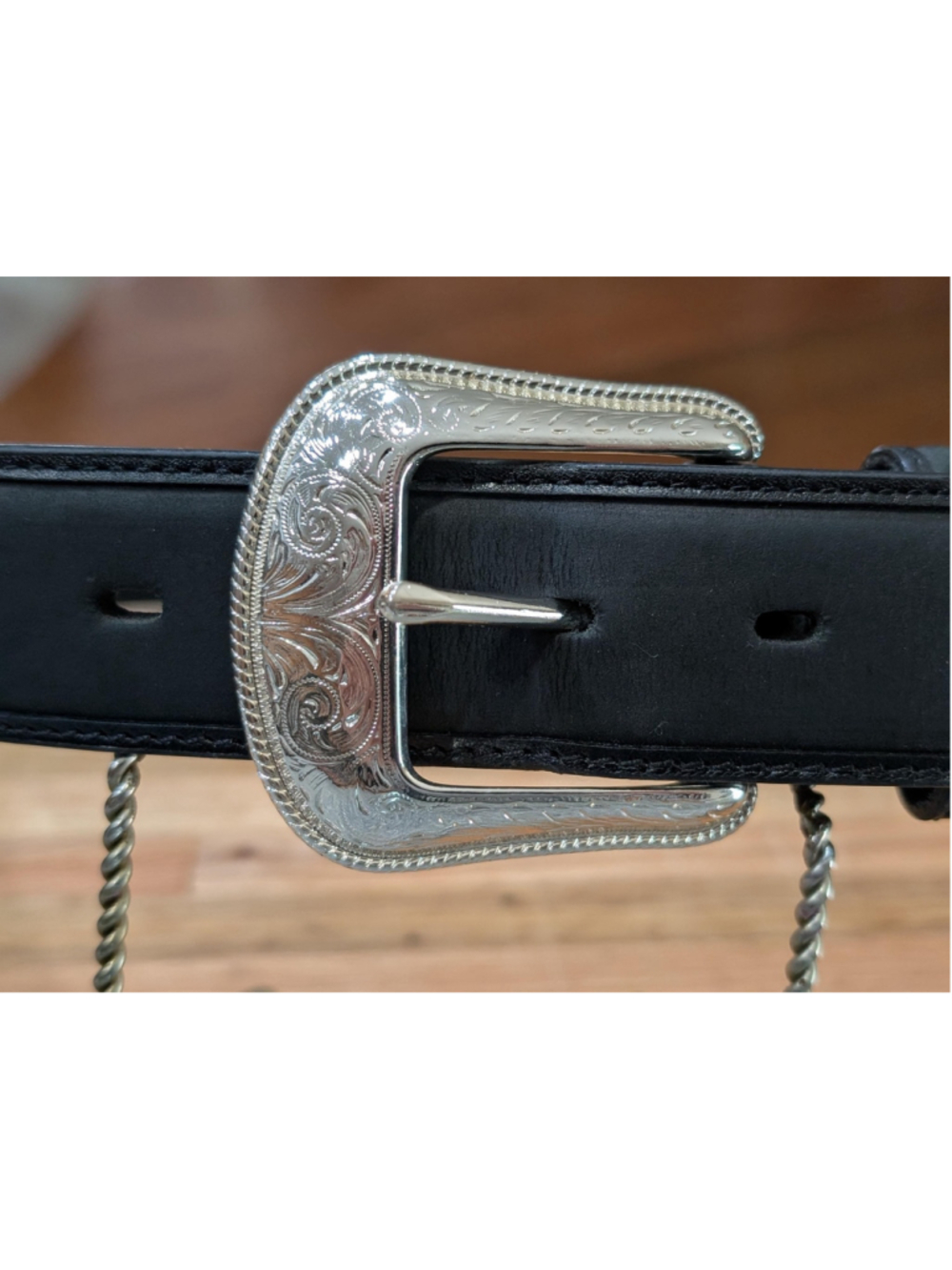 3D Belt Company Genuine Leather Western Belt Size 38 | Black Tooled Leather Sout